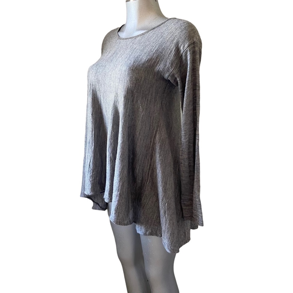 Max Edition Tunic Sweater Swing Top Wool Blend Gray Boat Neck Asymmetrical Med